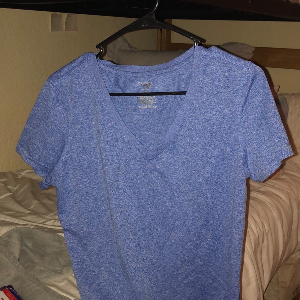 blue athletic shirt